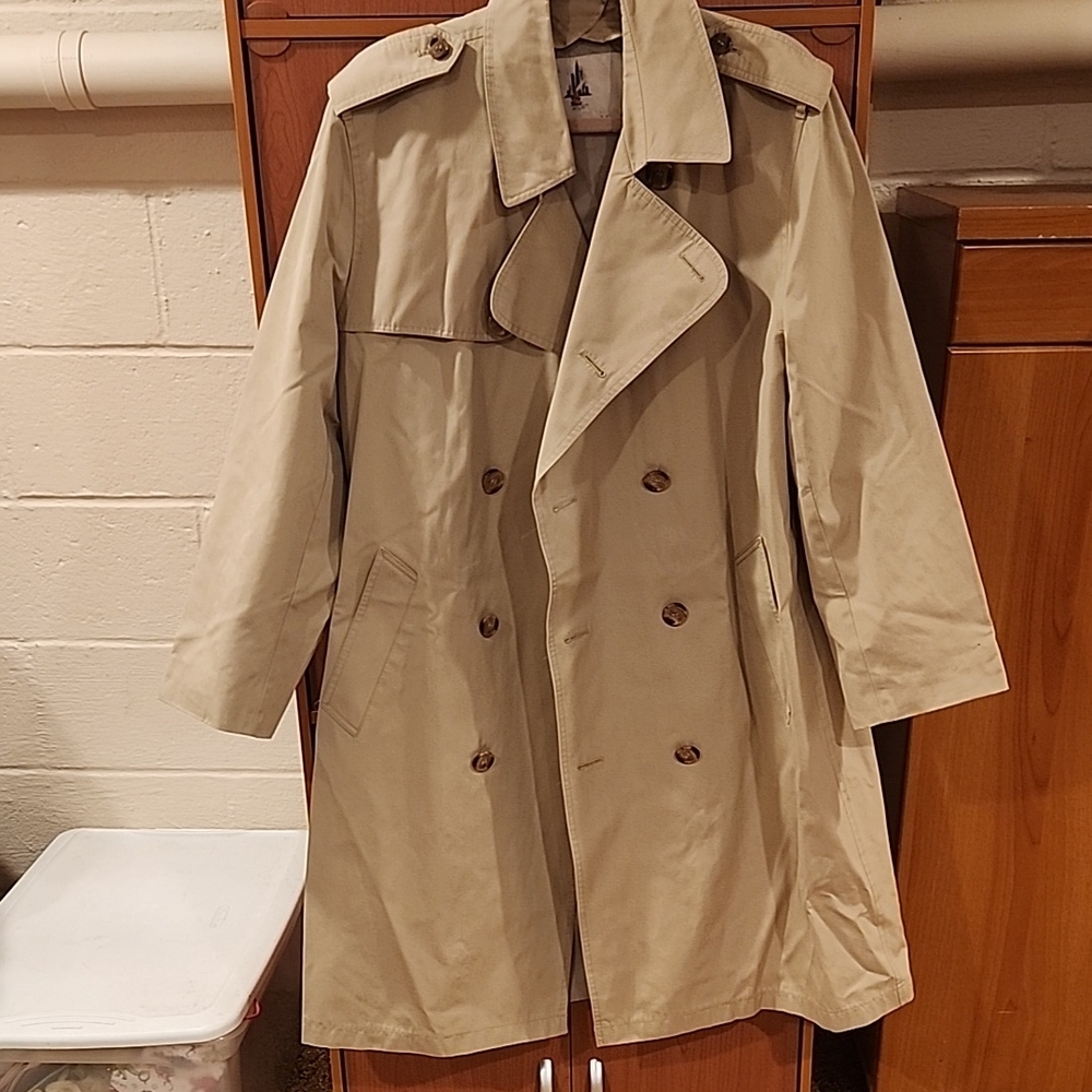 Cream Trench Coat Double Breasted Mid Length